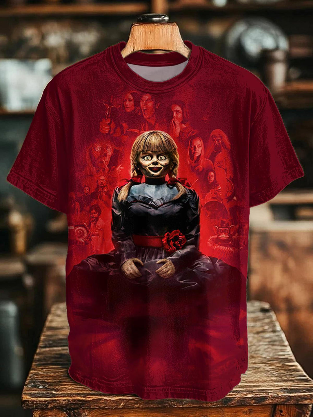 Halloween Annabell Print Crew Neck T-shirt