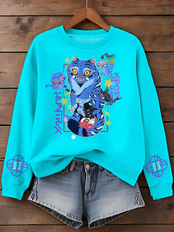 KPop Demon Hunters Printed Long Sleeve Casual Top