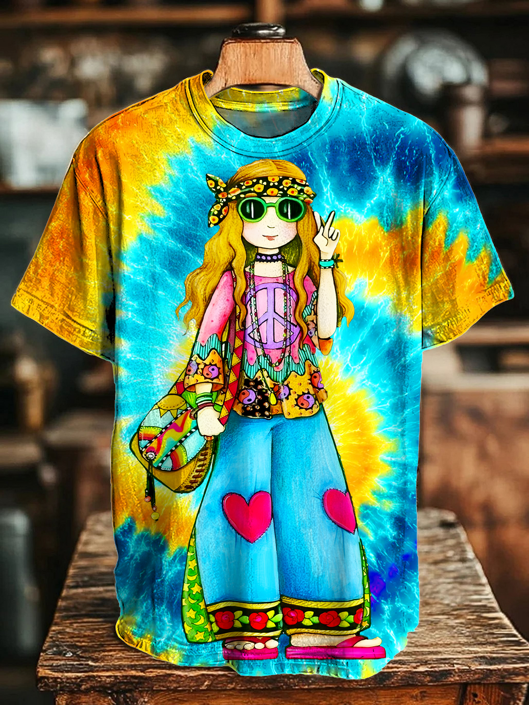 Tie-Dye Hippie Free Girl Crew Neck T-shirt