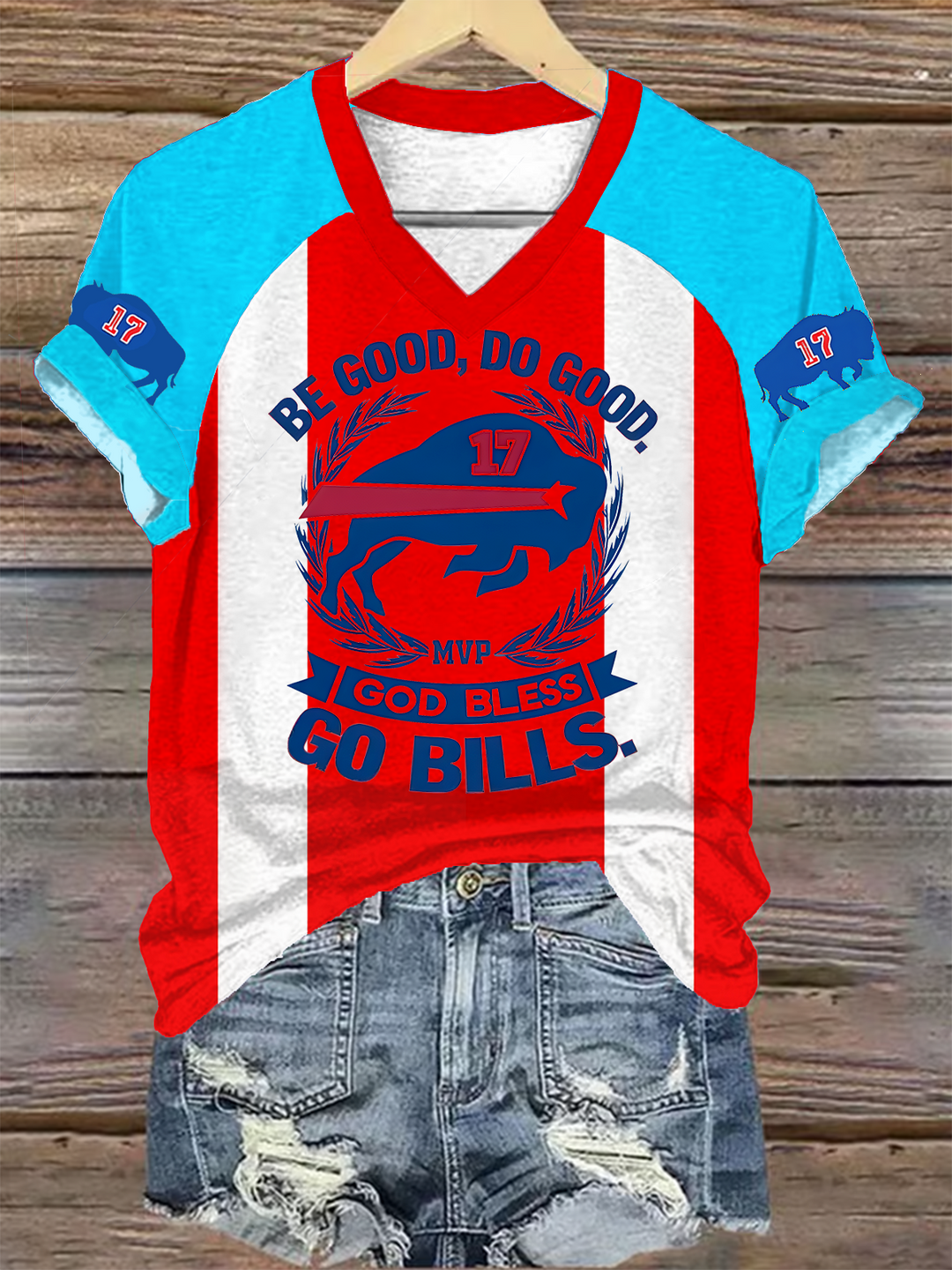 Josh Allen Mvp Be Good Do Good God Bless Go Bills V-neck T-Shirt