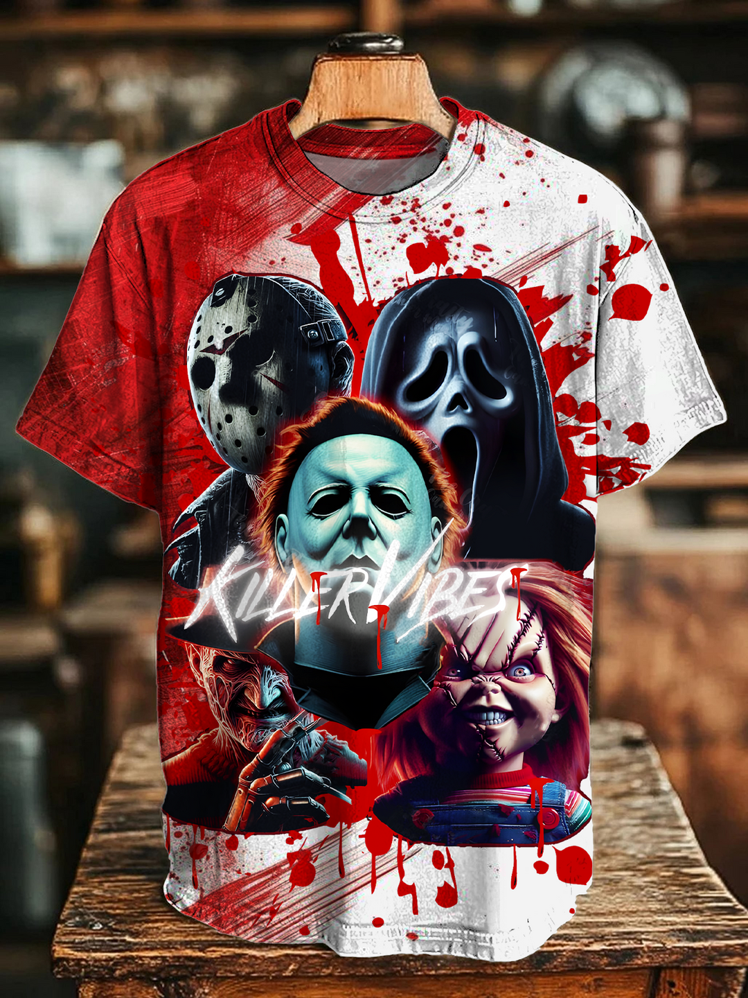 Killer Vibes Scary Movie Horror Crew Neck T-shirt