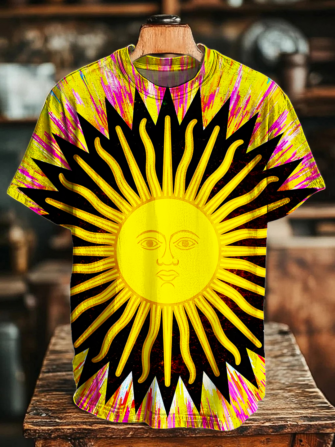 Psychedelic Sun Star Bohemian Zen Hippie Crew Neck T-shirt