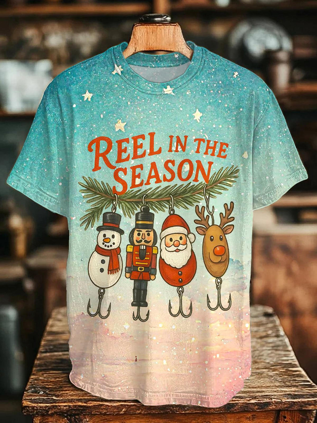 Christmas Fishing Crew Neck T-shirt