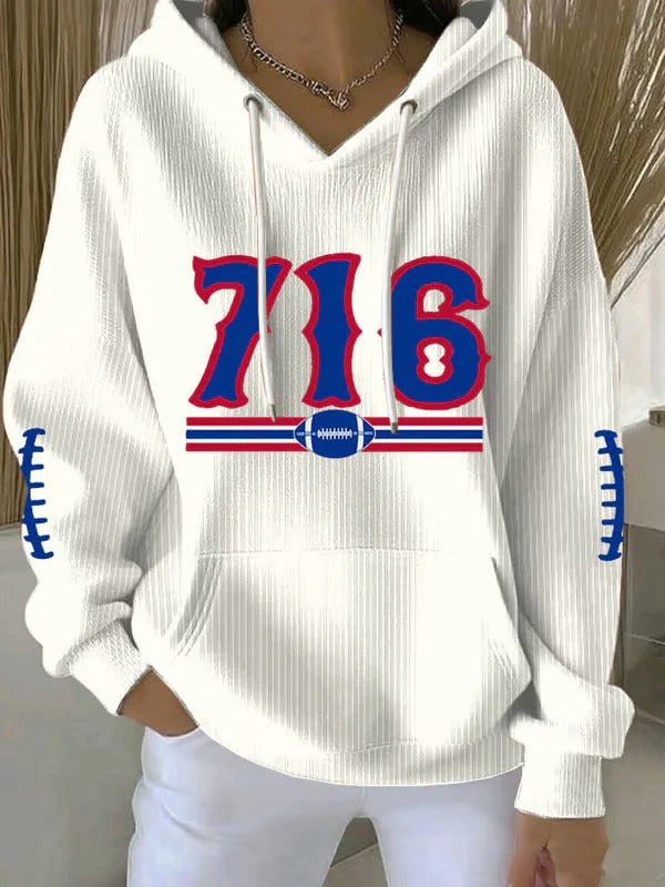 716 Football Hooded Pullover Sweatshirt