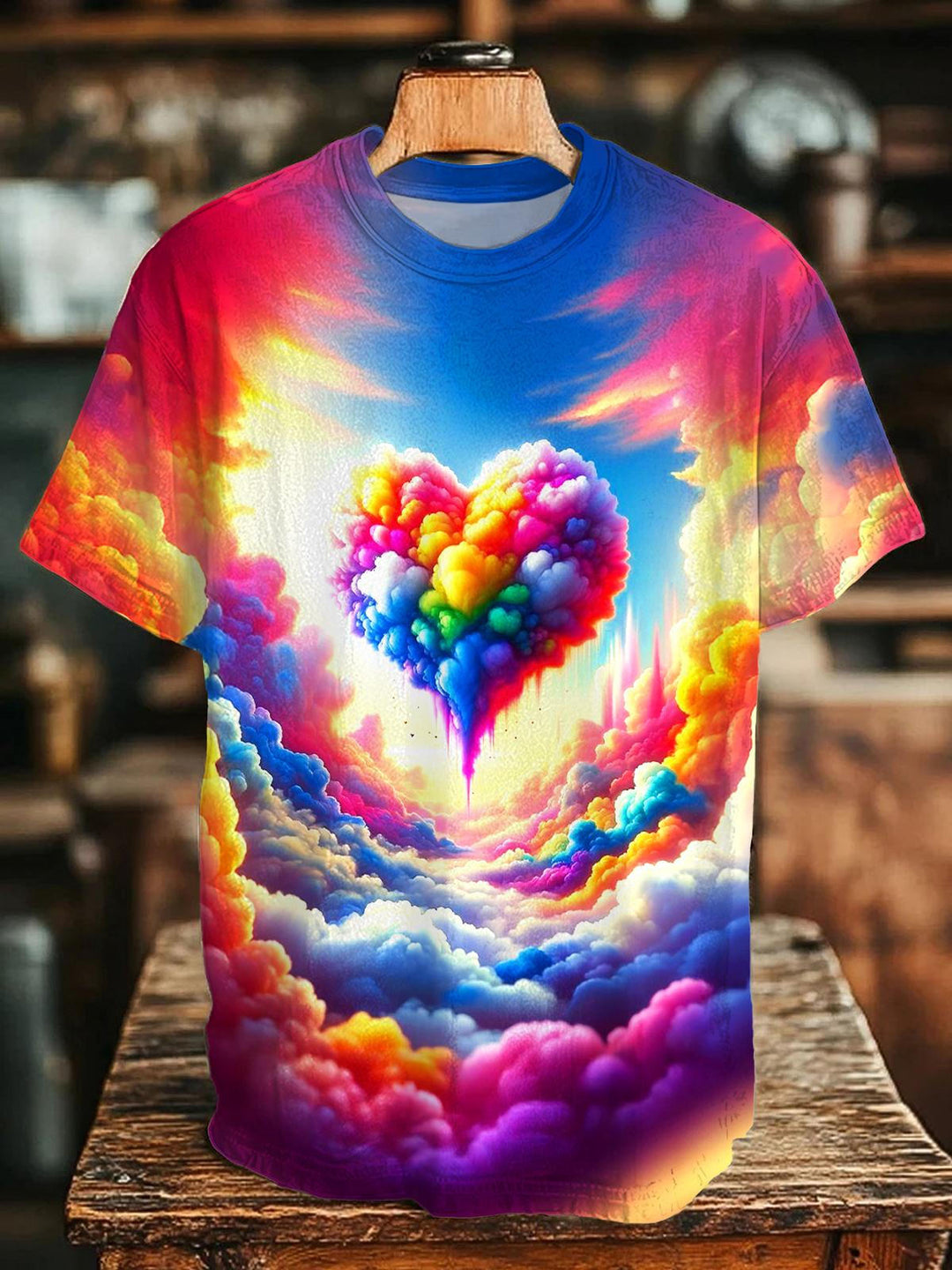 Hippies Colorful Love Cloud Crew Neck T-shirt
