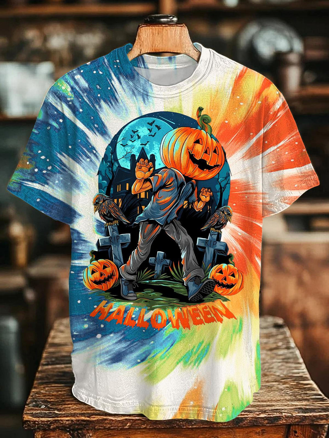 Halloween Tie Dye Crew Neck T-shirt