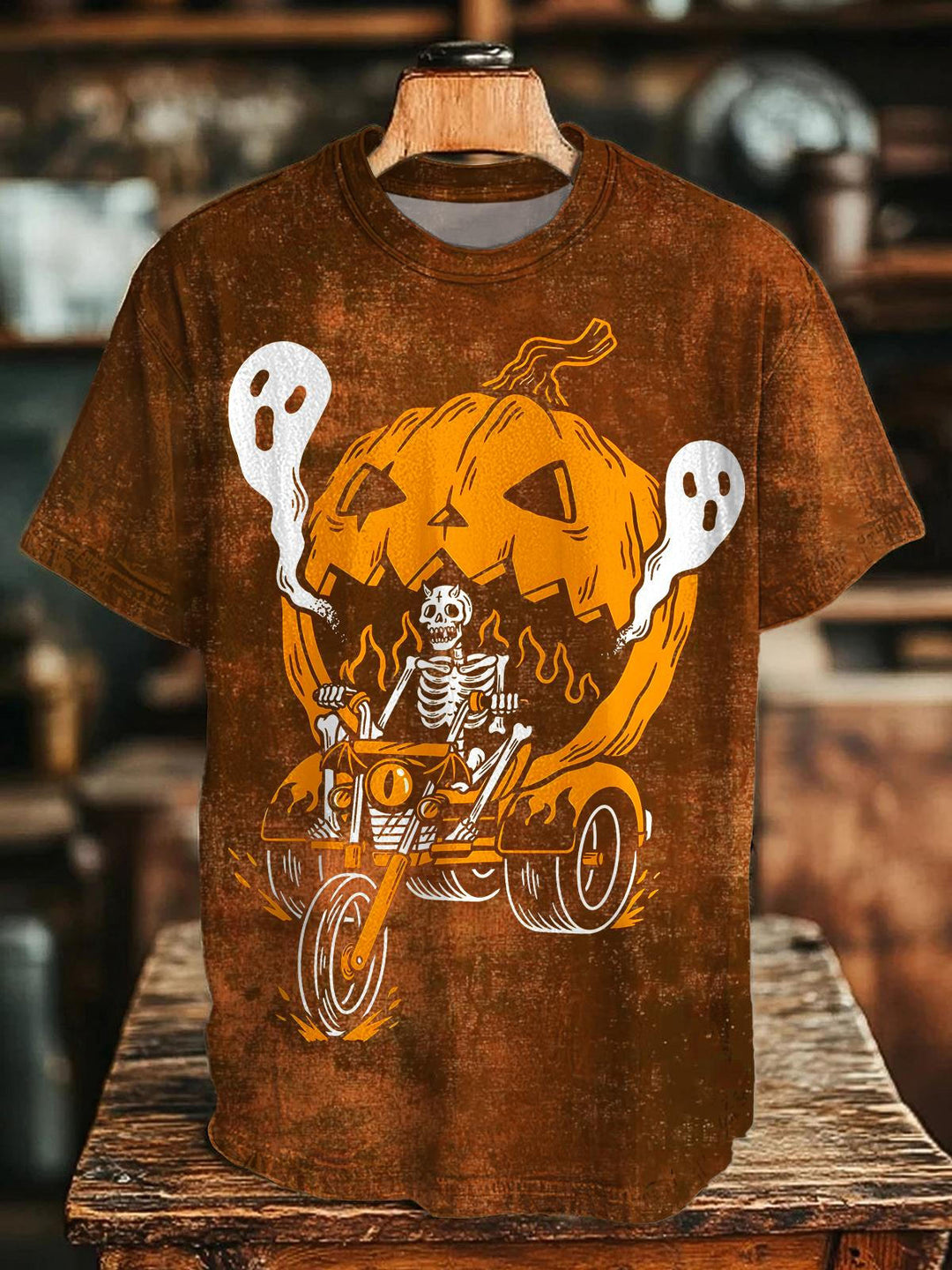 Halloween Pumpkin Print Crew Neck T-shirt