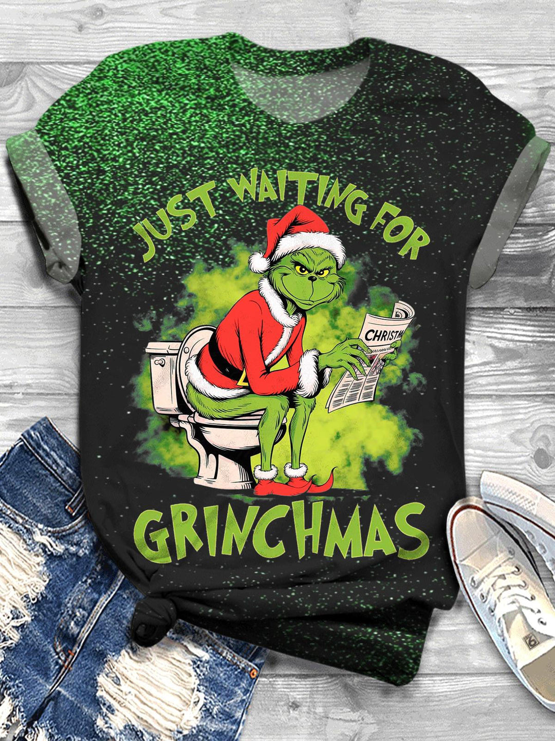 Just Waiting For Green Monster Crew Neck T-shirt