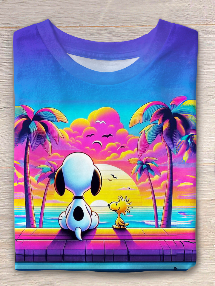 Fun vacation Watch The Sunset With Snoopy Crew Neck T-shirt