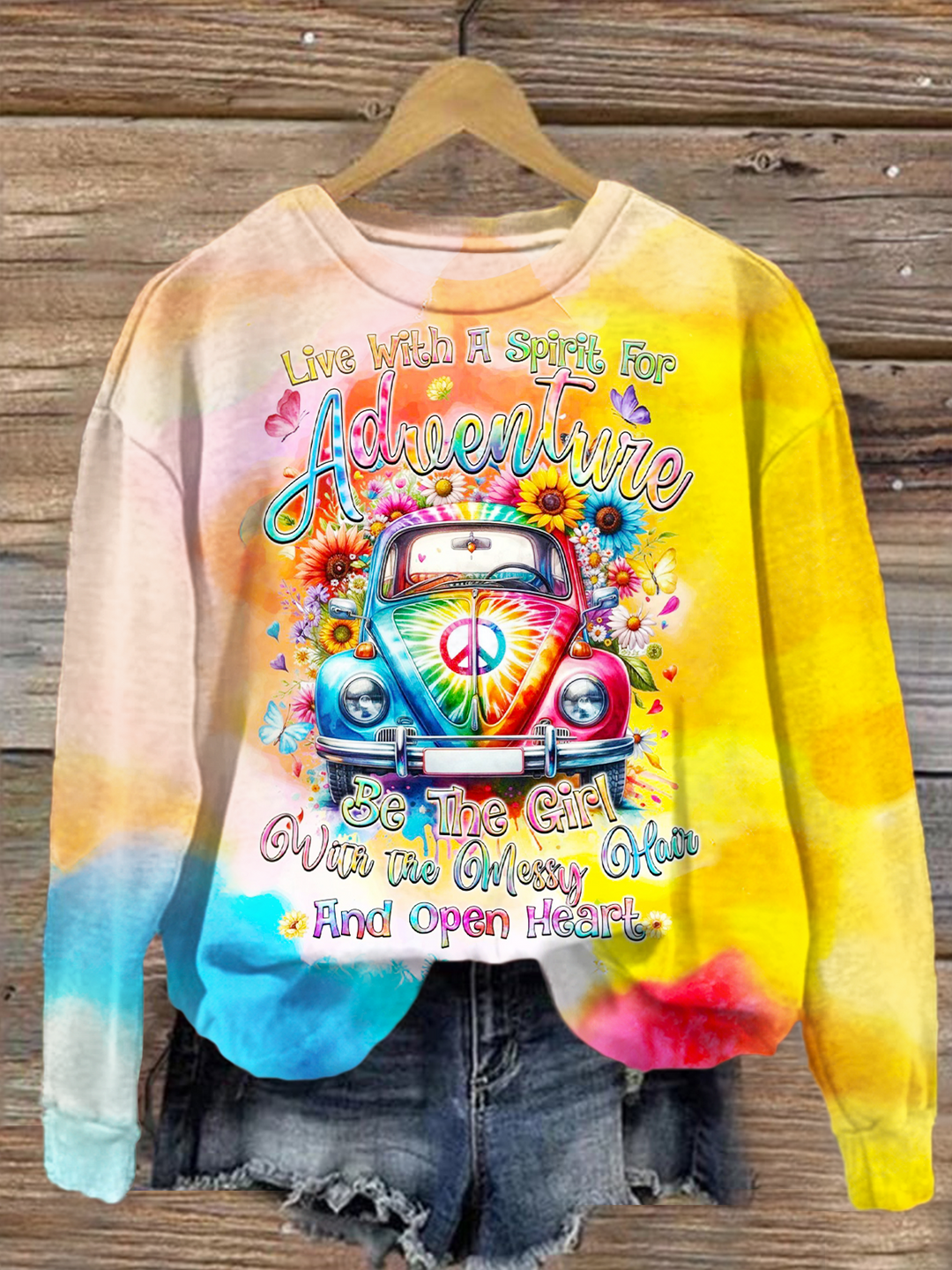 Live With A Spirit For Adventure Printed Long Sleeve Casual Top