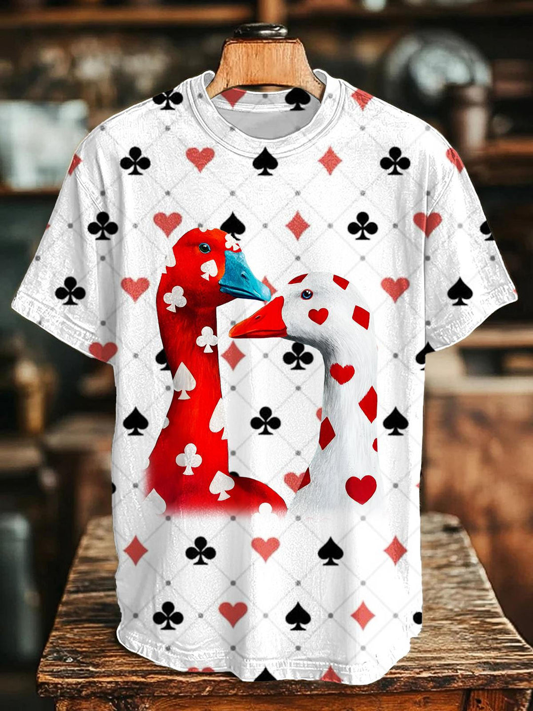 Fun Poker Prints Crew Neck T-shirt