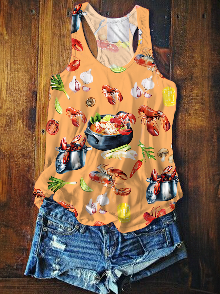 Fun Crawfish Boil Party Printed Casual Tank Top
