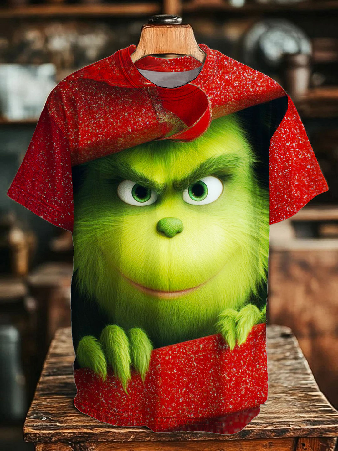 Funny Christmas Grinch Crew Neck T-shirt