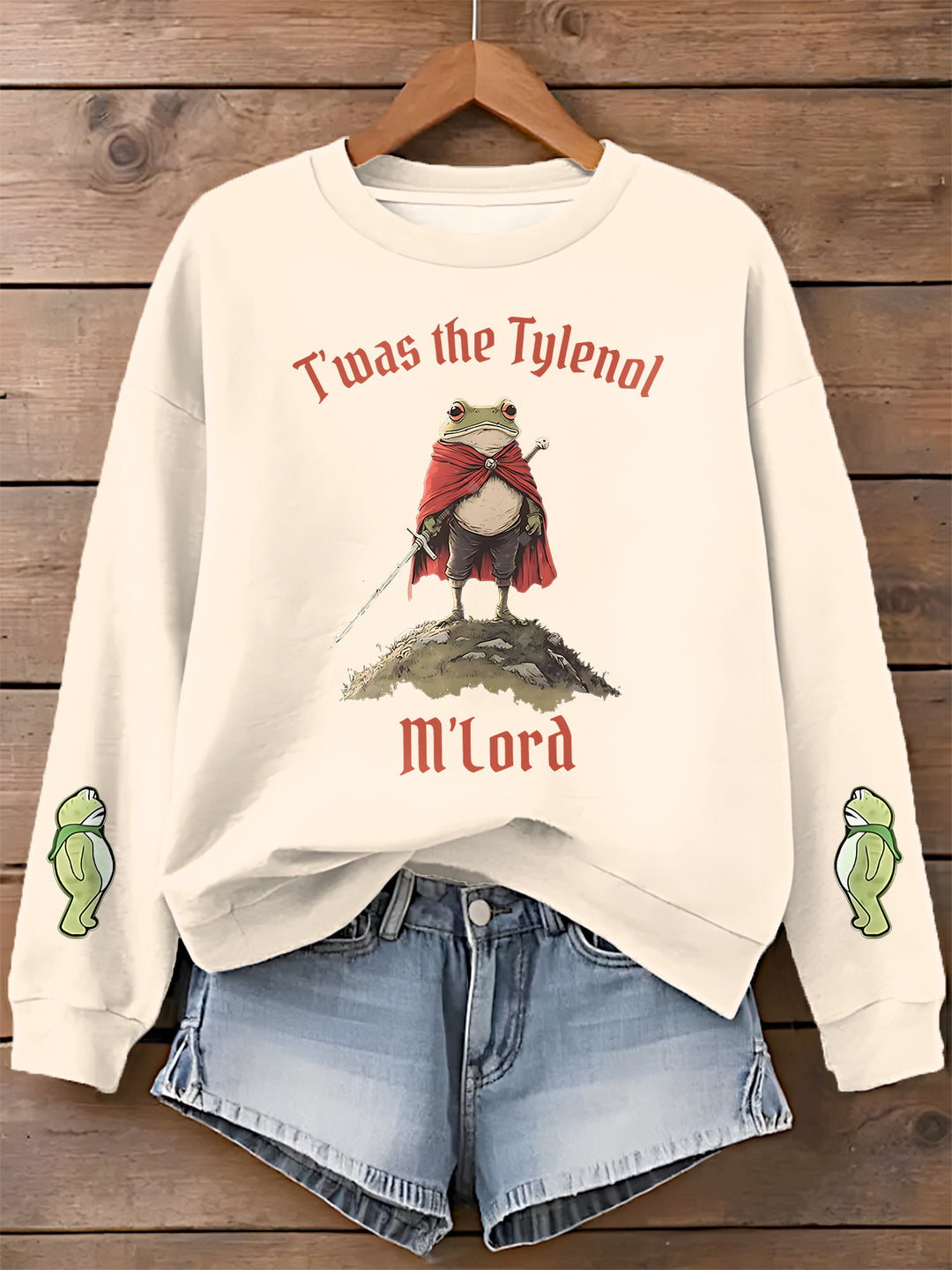 Resist Portland Frog Printed Long Sleeve Casual Top