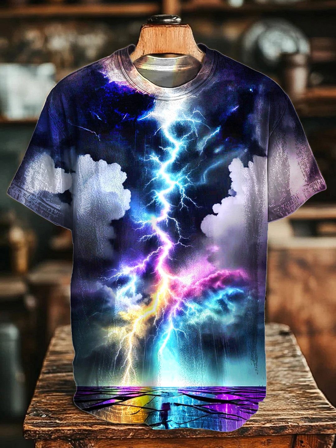 Colorful Hippie Lightning Crew Neck T-shirt
