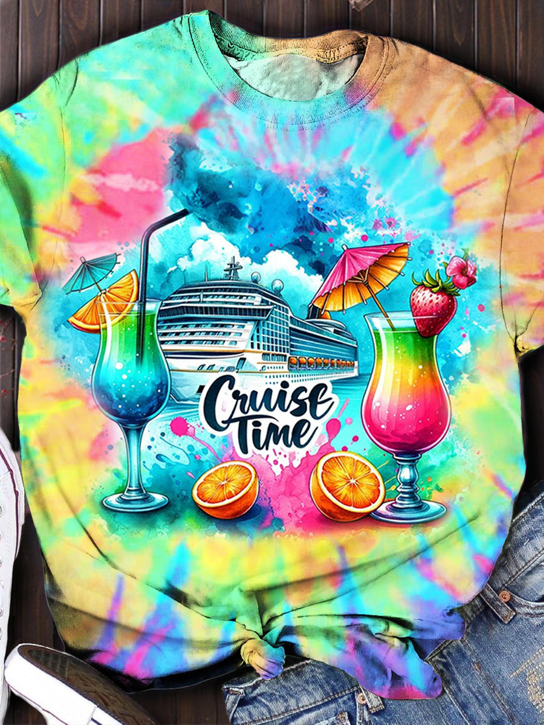 Cruise Time Tie Dye Printed Top