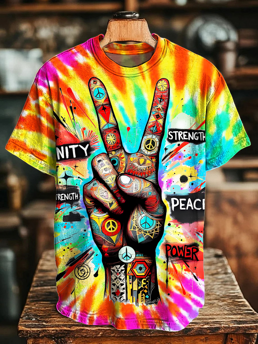 Tie-Dye Hippie Classic Gesture Art Crew Neck T-shirt