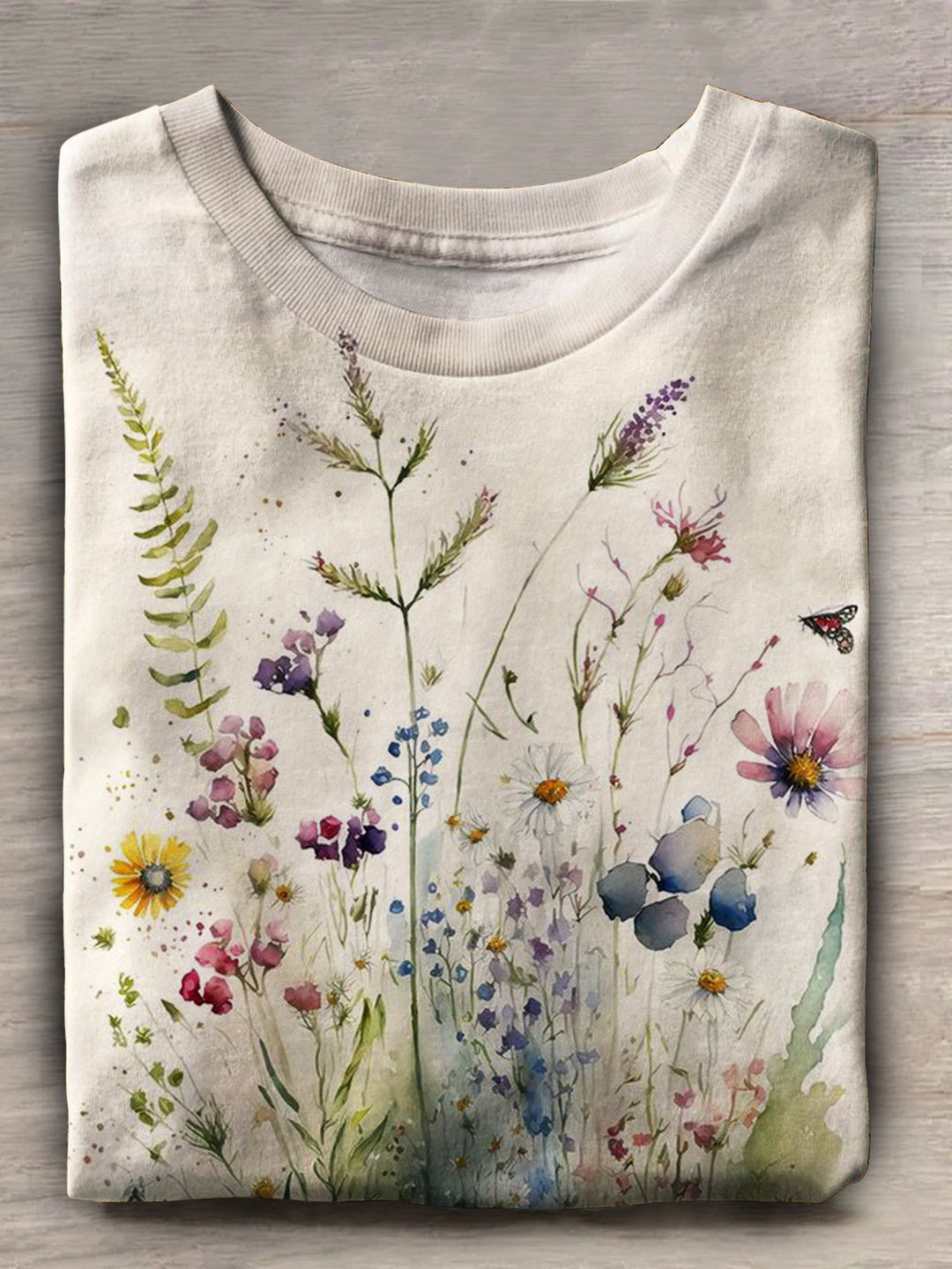 Simple Floral Print Short Sleeve Top