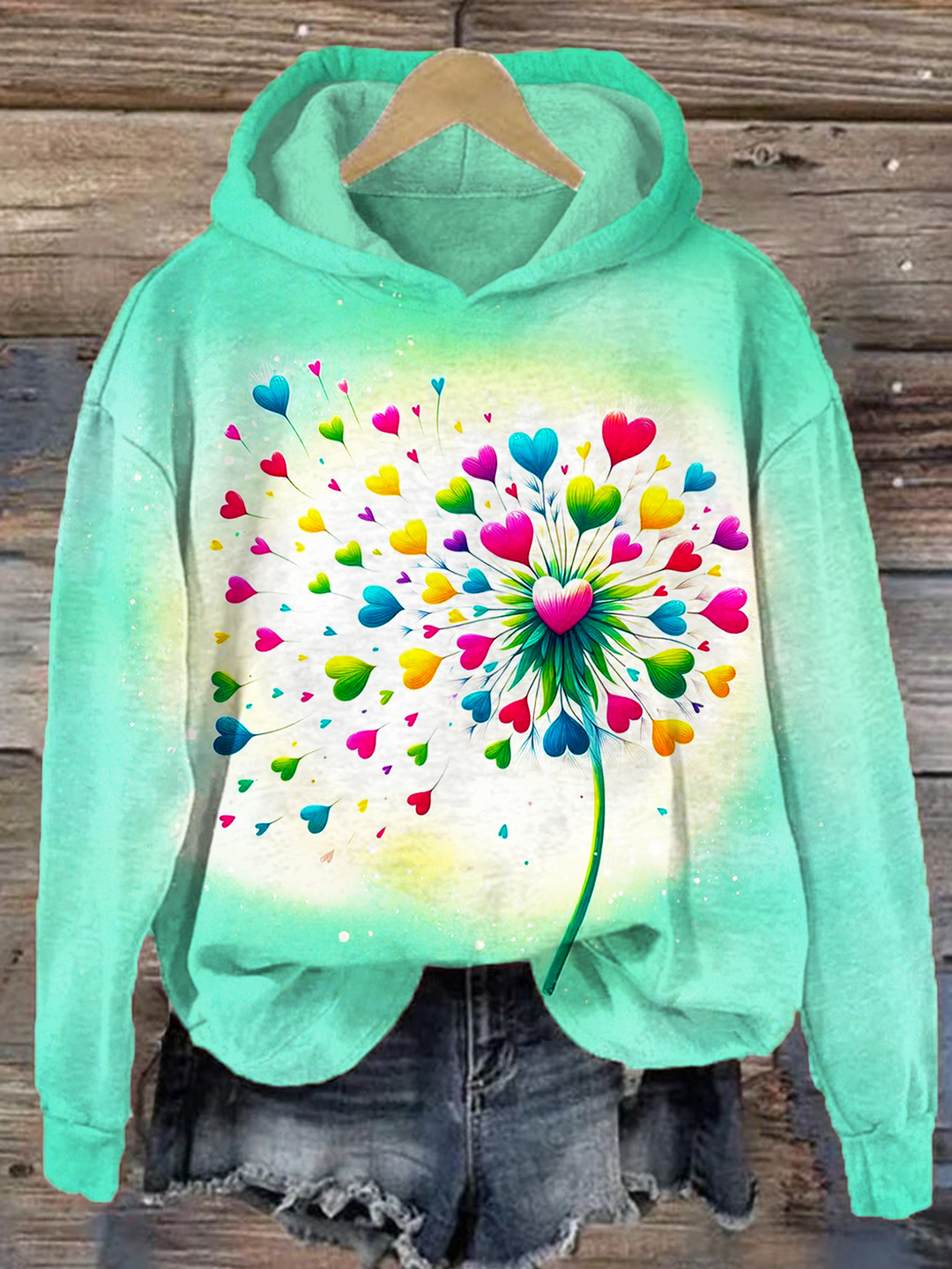 Whisper of Wisdom Dandelion Love Long Sleeve Printed Hoodie