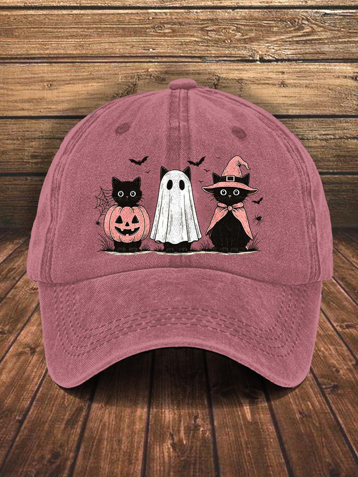 Halloween Ghost Kitten Print Baseball Cap