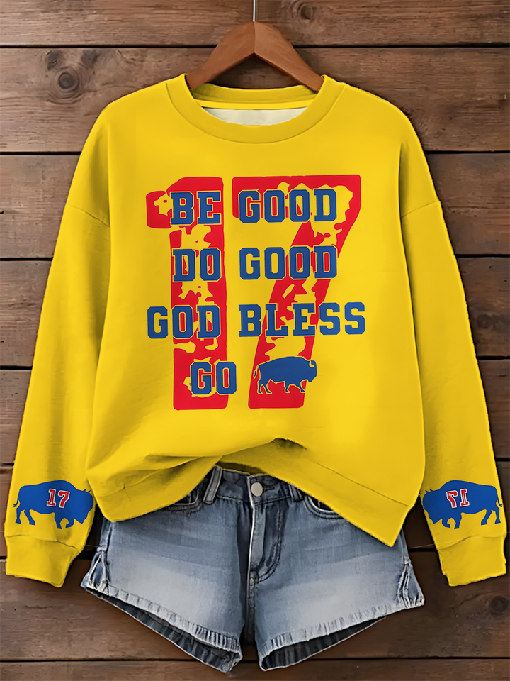 Vintage Buffalo Football Printed Long Sleeve Casual Top