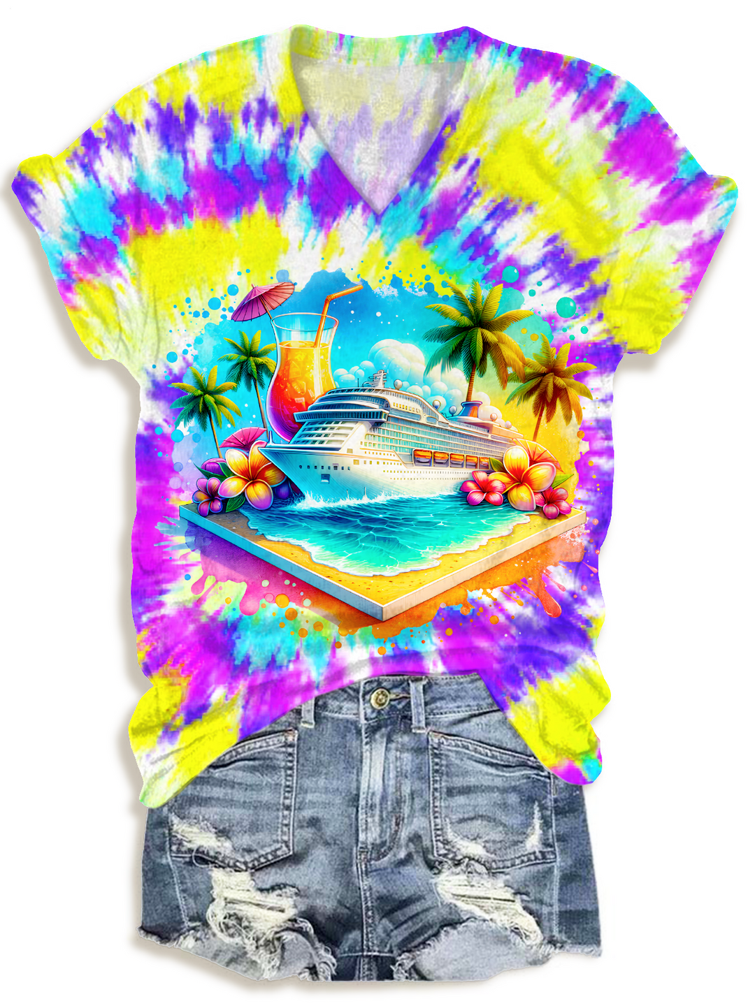 Cruise Watercolor V-neck T-Shirt