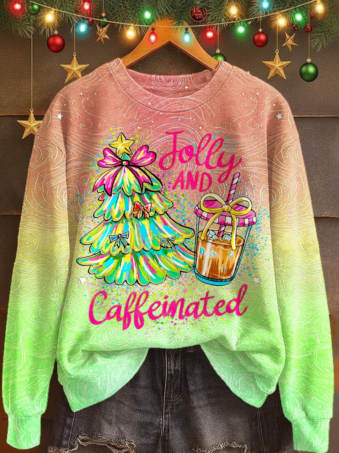Christmas Retro Christmas Tree Printed Long Sleeve Casual Top
