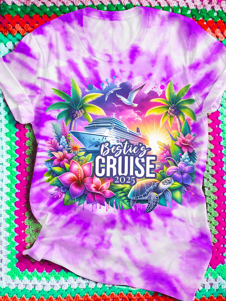 Bestie's Cruise2025 Summer Vibes Crew Neck T-shirt