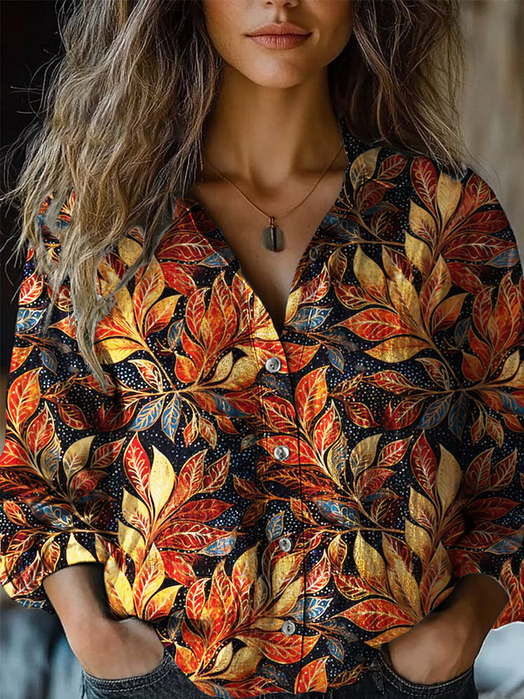 Cozy Fall Women's Printed Casual Shirt