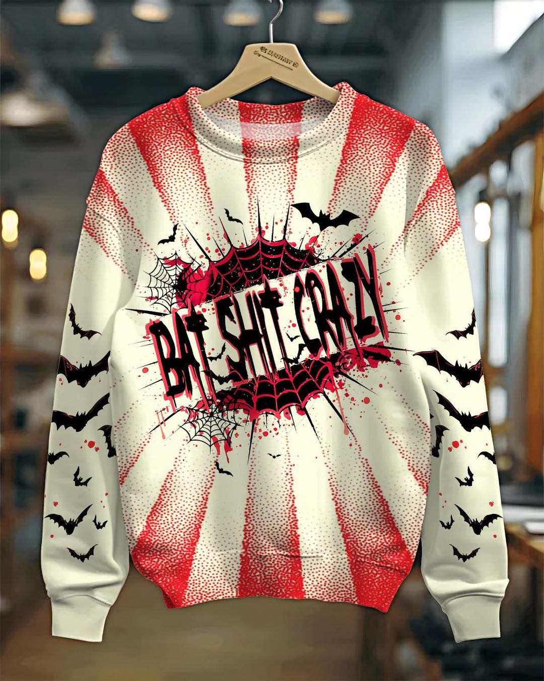 Halloween Bat Print Long Sleeve Casual Top
