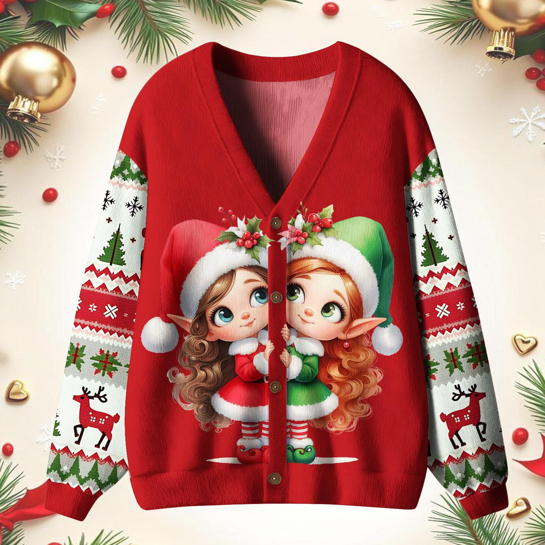 Cute Christmas Girl Cardigan Sweater
