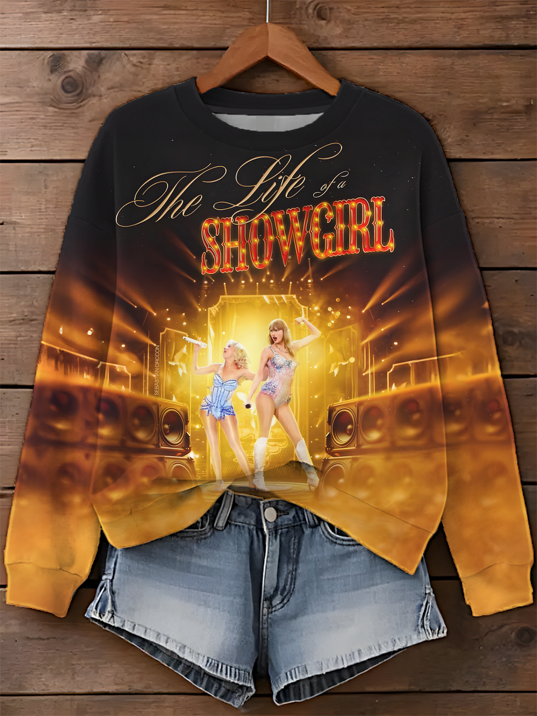 In My Showgirl Era Printed Long Sleeve Casual Top