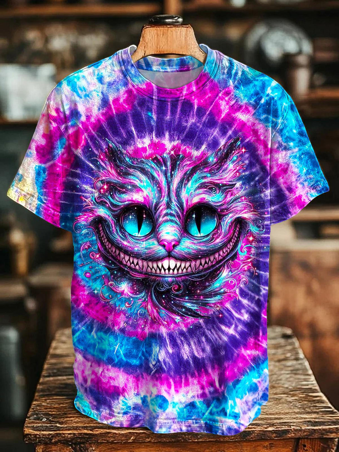 Hippie Smiley Cat Crew Neck T-shirt