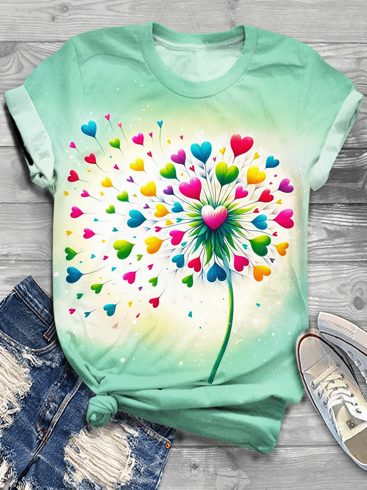 Whisper of Wisdom Dandelion Love Crew Neck T-shirt
