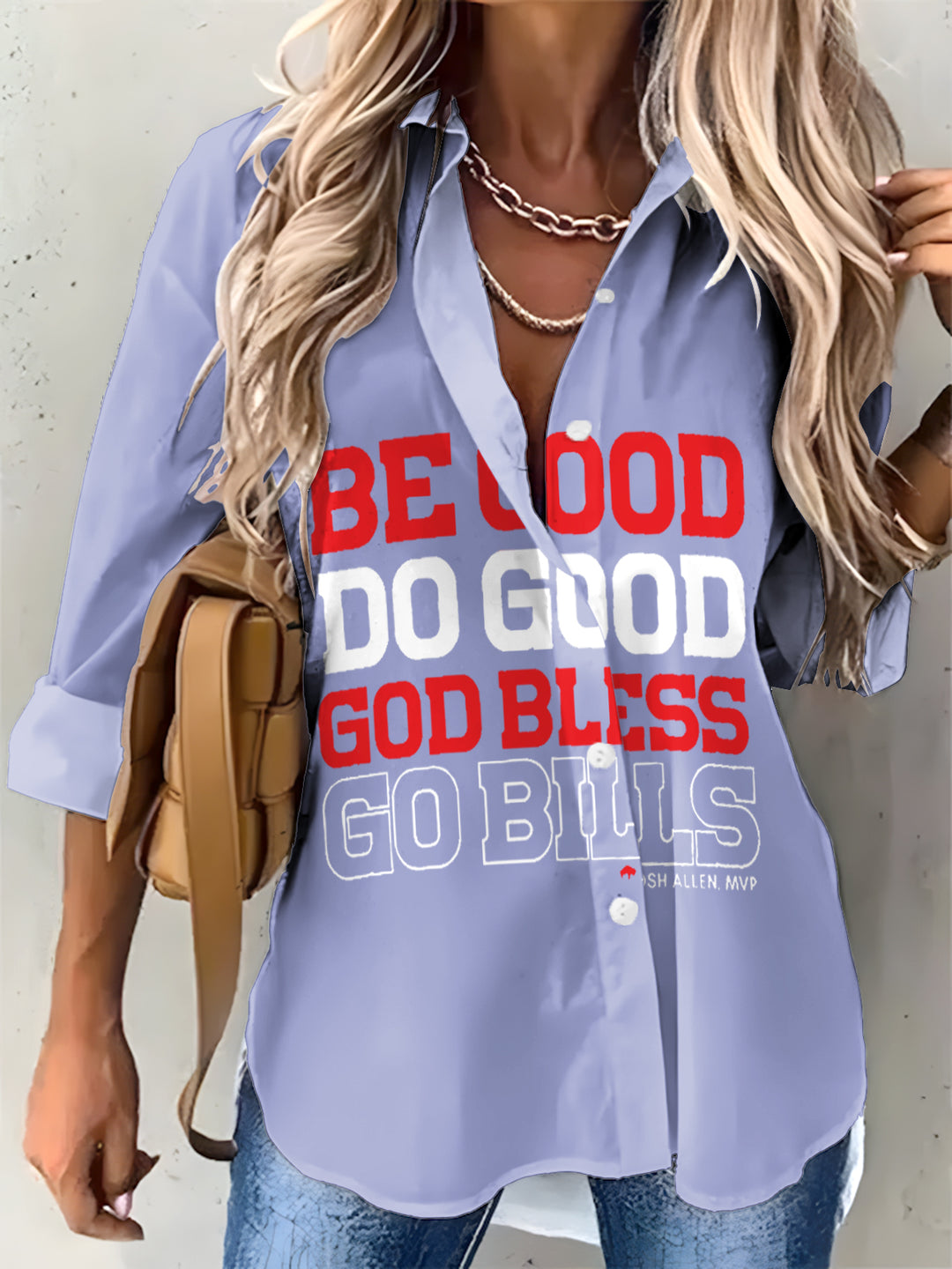 Women's God Bless and Go Bills Printed Casual Shirt