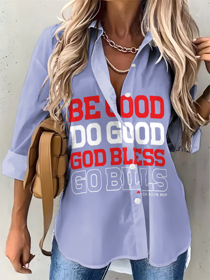 Women's God Bless and Go Bills Printed Casual Shirt