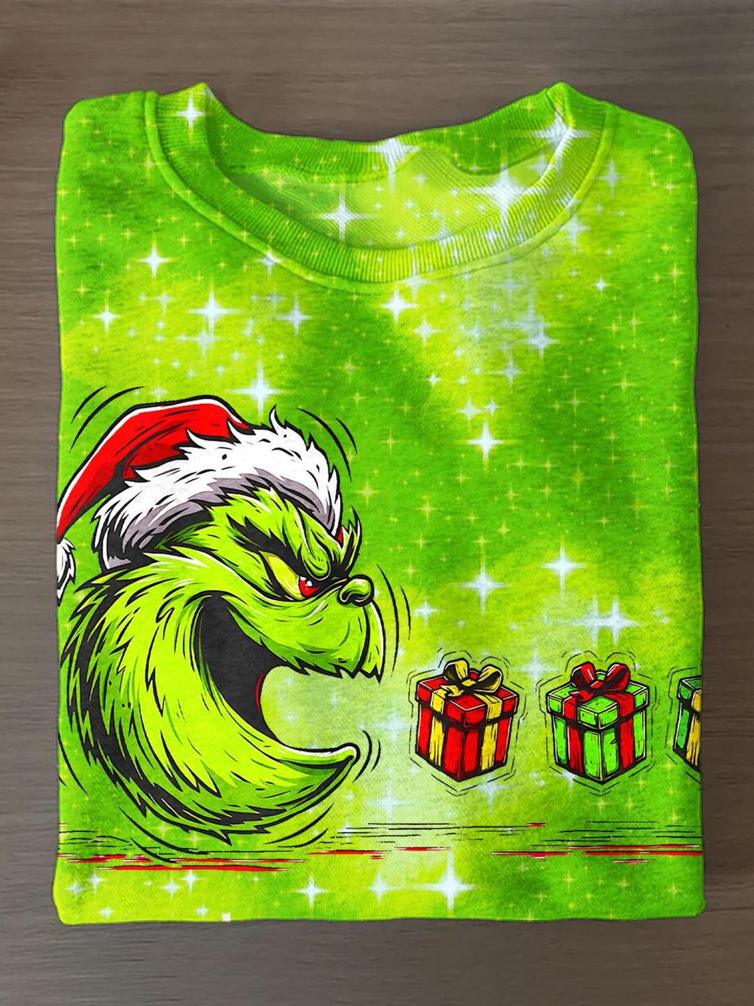 Christmas Grinch Print Long Sleeve Casual Top