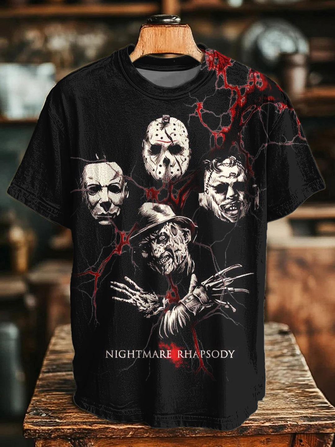 Halloween Horror Movie Print Crew Neck T-shirt