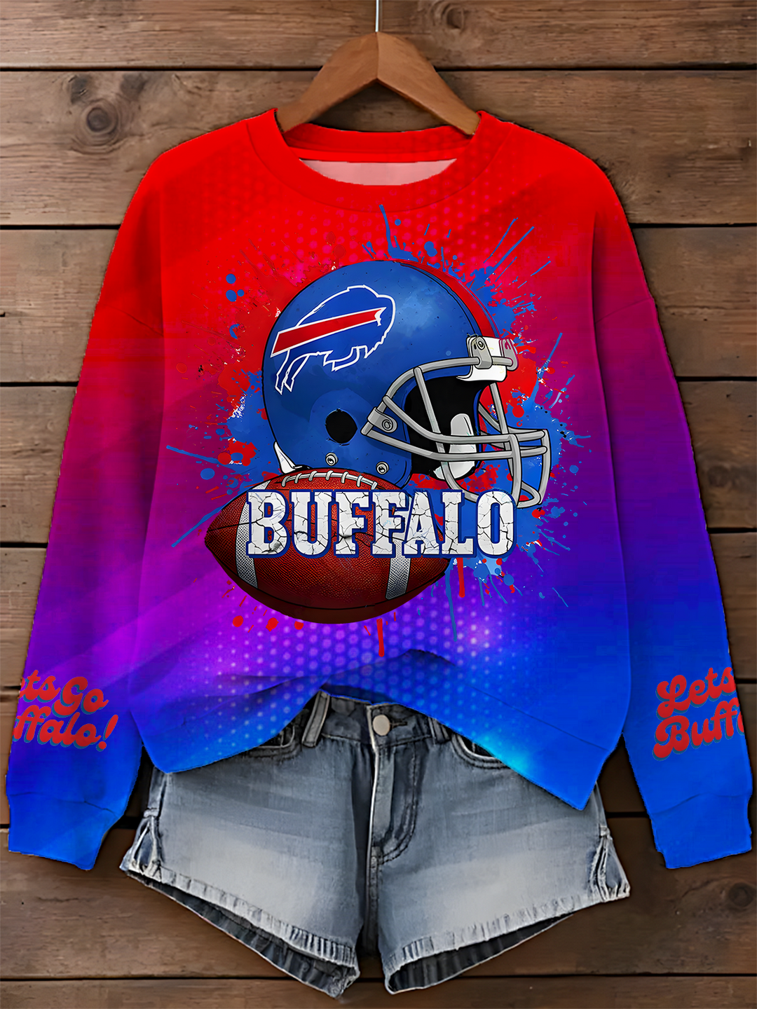 Buffalo Bills Football Printed Long Sleeve Casual Top