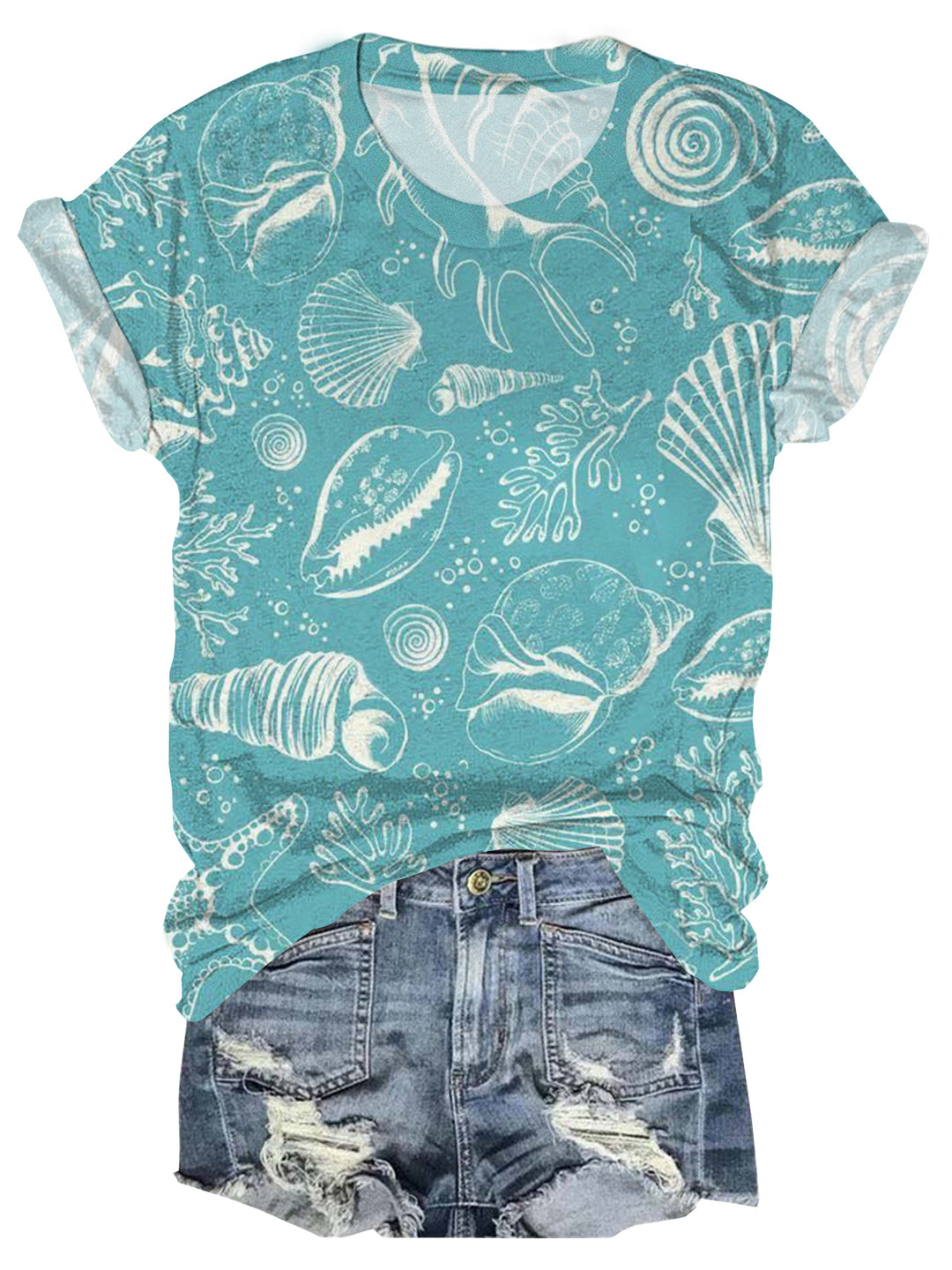 Women's Summer Beach Vacation Ocean Print T-shirt