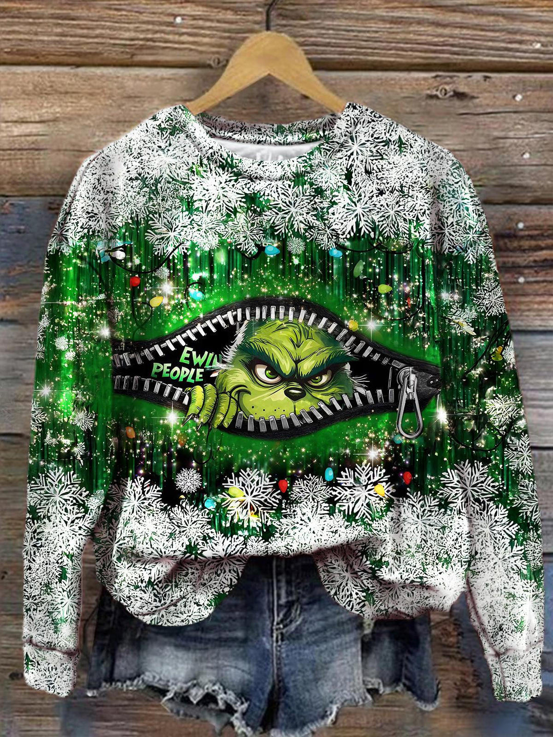 Women's Christmas Character Snowflake Print Long Sleeve Top