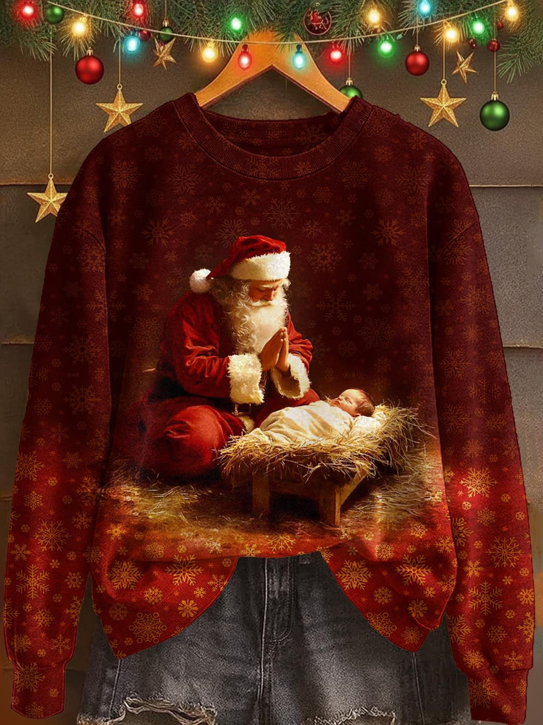 Christmas Christmas Jesus Printed Long Sleeve Casual Top