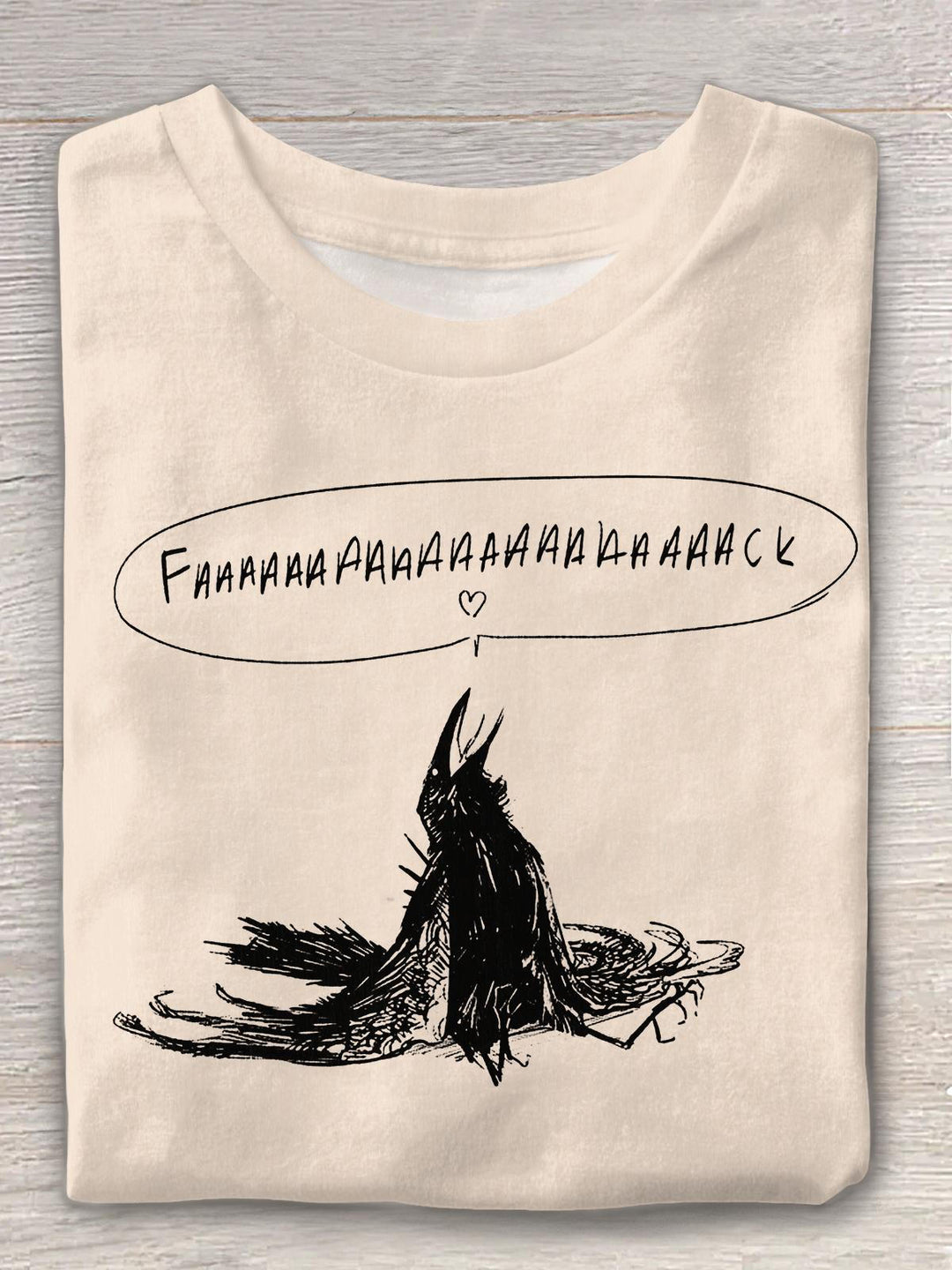 Fun Bird Print Crew Neck T-shirt