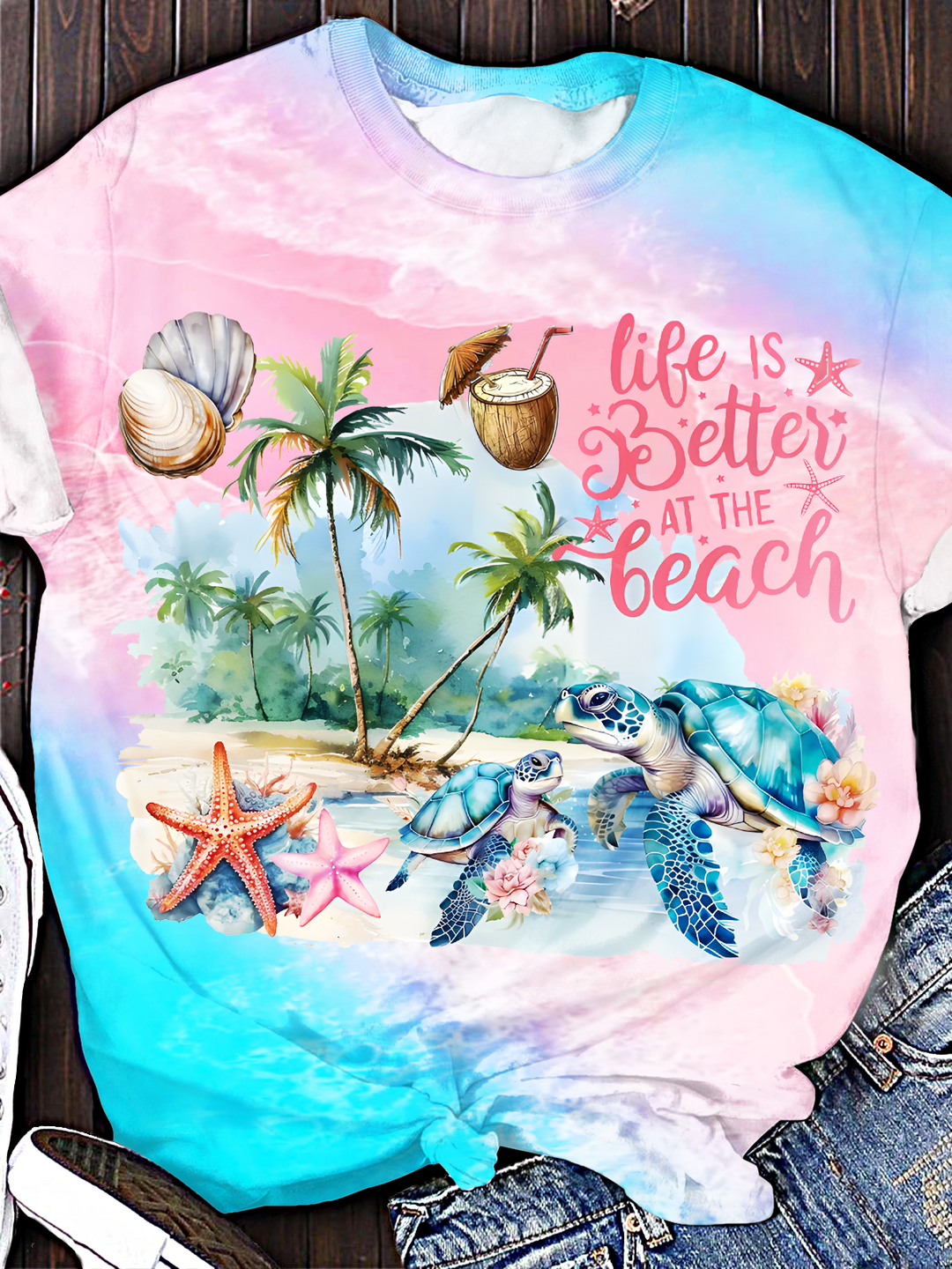 Life It Better In The Beach Crew Neck T-shirt