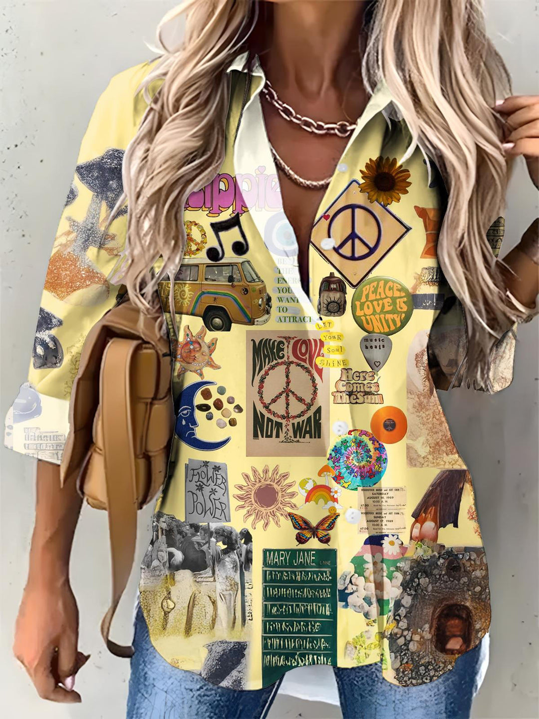 Hippie Irregular Art Women's Printed Casual Shirt