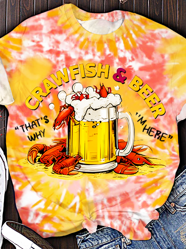 Watercolor Preppy Crawfish Boil Crew Neck T-shirt