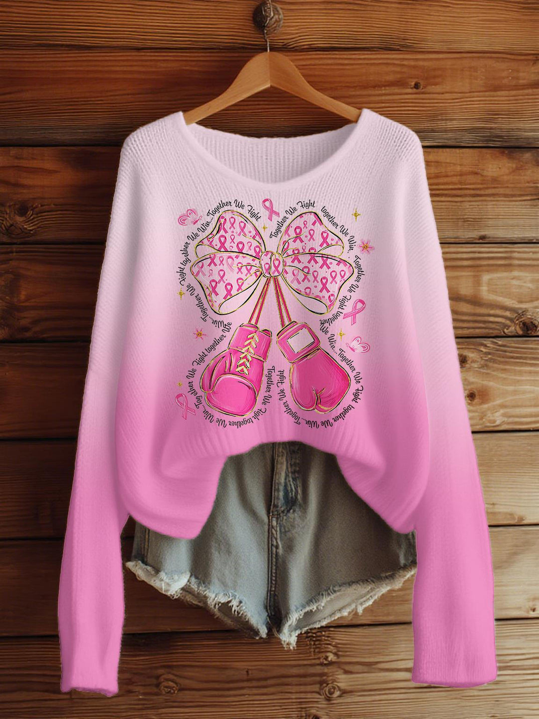 Breast Cancer Awareness Casual Knitted Sweater