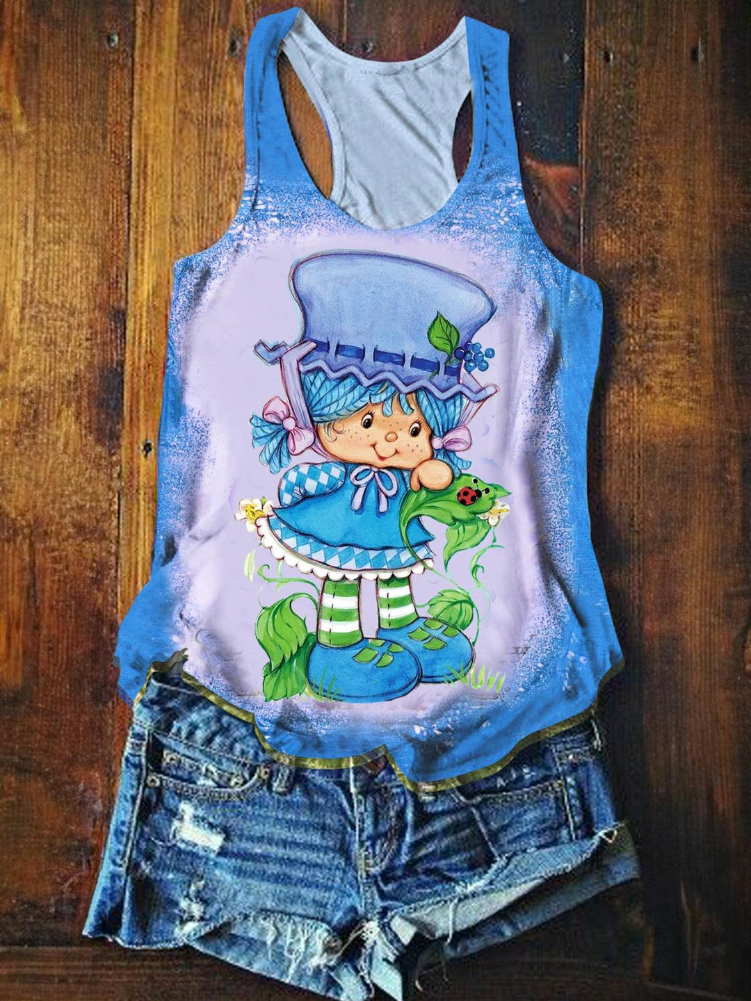 Blueberry Muffin Tie Dye Printed Casual Tank Top