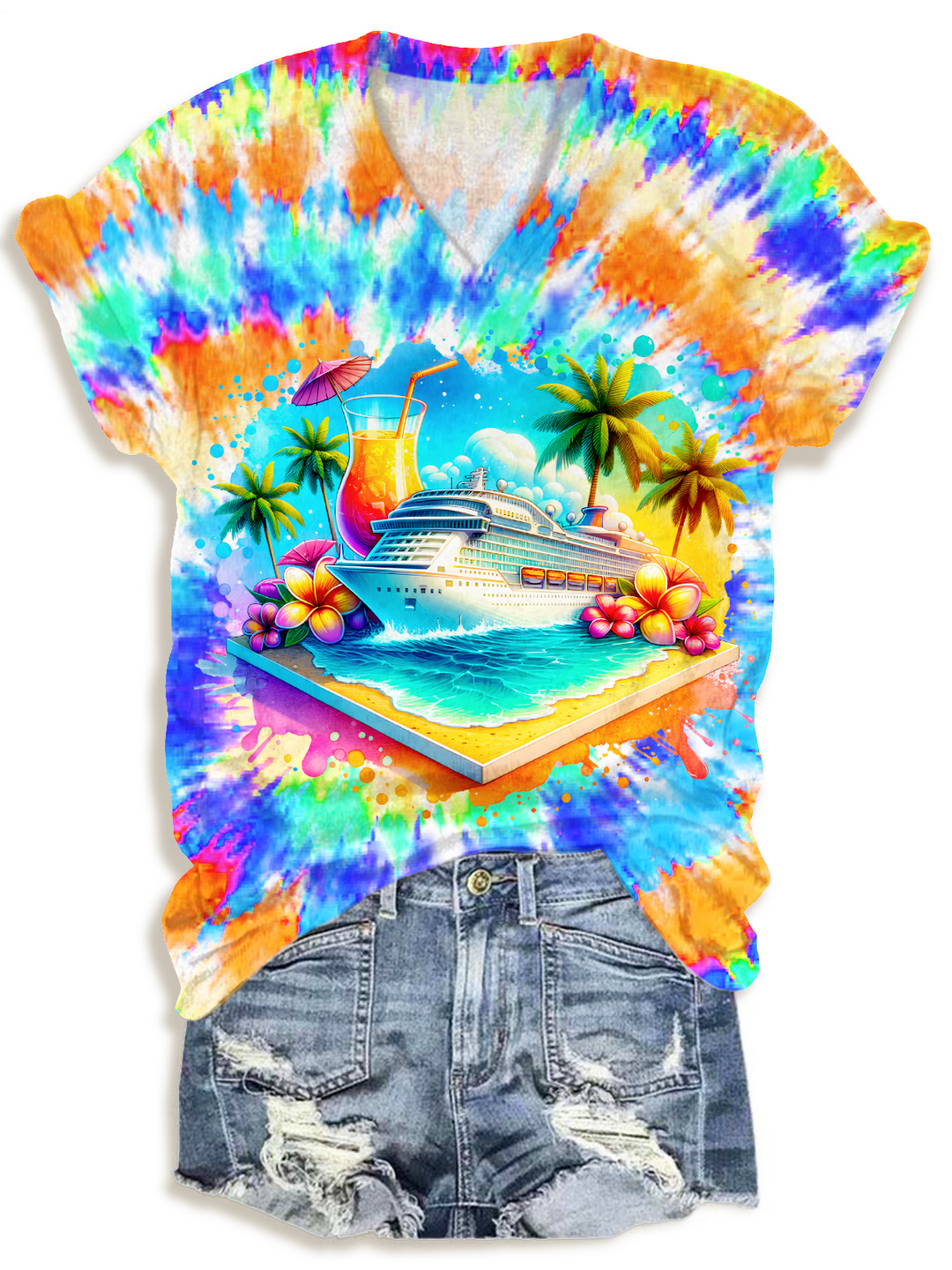 Cruise Watercolor V-neck T-Shirt