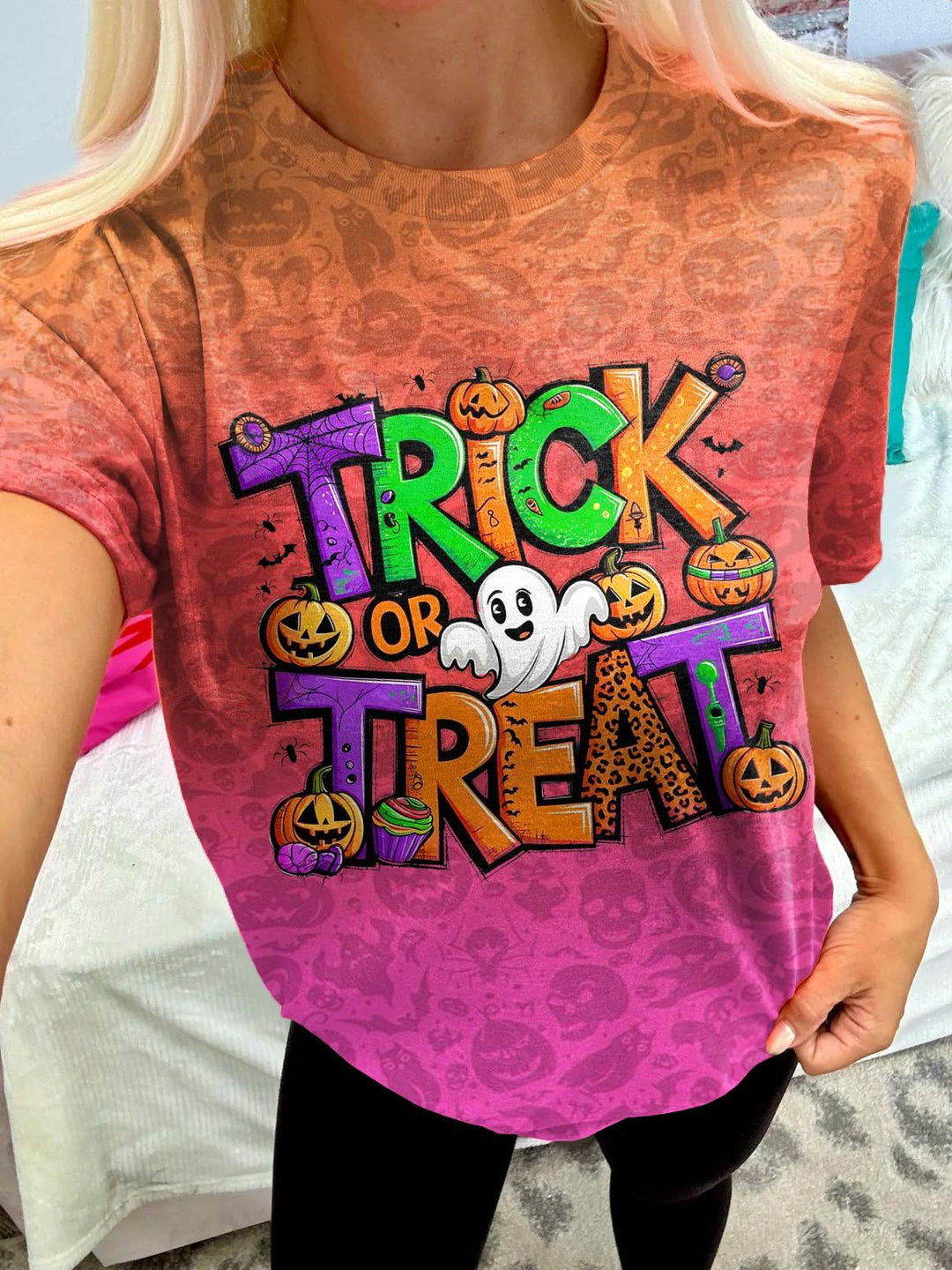 Halloween Trick Or Treat Crew Neck T-shirt